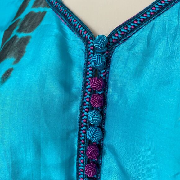 Soft Surroundings Silk Tunic Top Large Women Tie Dye Curacao Oversize Flowy Boho - Picture 3 of 13